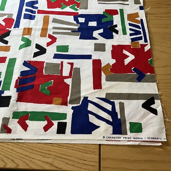 Cranston Print Works Aswartz Liebman Tex Cotton Fabric Geometric Primary Colored - Picture 11 of 15